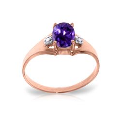 Genuine 0.76 ctw Amethyst & Diamond Ring 14KT Rose Gold - REF-20Y8F