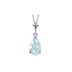 Genuine 1.50 ctw Aquamarine Necklace 14KT White Gold - REF-23P8H