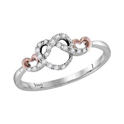 Diamond Infinity Knot Heart Ring 1/10 Cttw 10kt Two-tone White Gold