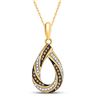 Image 1 : Round Brown Diamond Teardrop Stripe Pendant 1/4 Cttw 10kt Yellow Gold