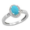 Image 1 : 1.15 CTW Turquoise & Diamond Ring 10K White Gold - REF-32F9N