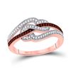 Image 1 : Round Red Color Enhanced Diamond Heart Ring 1/4 Cttw 10kt Rose Gold