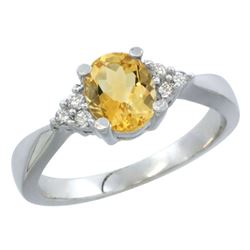 1.06 CTW Citrine & Diamond Ring 10K White Gold - REF-28F4N