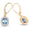 Image 2 : 2.36 ctw Sapphire Blue & Diamond Earrings 14K Yellow Gold - REF-73A8M