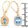 Image 3 : 2.36 ctw Sapphire Blue & Diamond Earrings 14K Yellow Gold - REF-73A8M