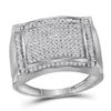 Image 1 : Mens Diamond Rectangle Cluster Ring 1/2 Cttw 10kt White Gold