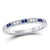 Image 1 : Round Blue Sapphire Diamond Milgrain Stackable Band Ring 1/4 Cttw 10kt White Gold