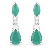 Image 1 : 1.03 ctw Emerald & Diamond Earrings 10K White Gold - REF-15T4X