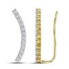 Image 1 : Diamond Curved Contour Climber Earrings 1.00 Cttw 14kt Yellow Gold