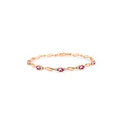 Genuine 3.39 ctw Pink Topaz & Diamond Bracelet 14KT Rose Gold - REF-82Z5N