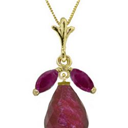 Genuine 9.3 ctw Ruby Necklace 14KT Yellow Gold - REF-30K2V