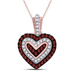 Round Red Color Enhanced Diamond Small Heart Pendant 1/5 Cttw 10kt Rose Gold