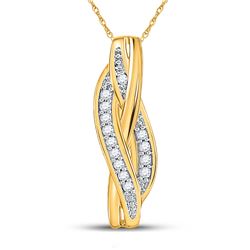 Diamond Vertical Woven Strand Pendant 1/20 Cttw 10kt Yellow Gold