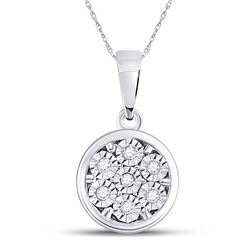 Diamond Illusion-set Flower Cluster Pendant 1/20 Cttw 10kt White Gold