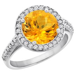 2.44 CTW Citrine & Diamond Ring 10K White Gold - REF-57K3W