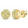 Image 1 : Round Yellow Diamond Cluster Earrings 1/2 Cttw 14kt Yellow Gold