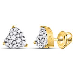 Diamond Heart Cluster Earrings 1/4 Cttw 10kt Yellow Gold