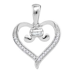 Diamond Bound Tied Heart Pendant 1/12 Cttw 10kt White Gold