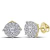 Image 1 : Diamond Cluster Earrings 2.00 Cttw 14kt Yellow Gold