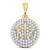 Image 1 : Mens Diamond Trinity Triple Cross Charm Pendant 1-1/2 Cttw 10kt Yellow Gold