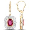 Image 2 : 4.4 ctw Rubellite & Diamond Earrings 14K Yellow Gold - REF-325X2Y