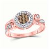 Image 1 : Round Brown Diamond Fashion Cluster Ring 1/4 Cttw 10kt Rose Gold