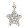 Image 1 : Mens Diamond Concentric Star Charm Pendant 3/4 Cttw 10kt Yellow Gold
