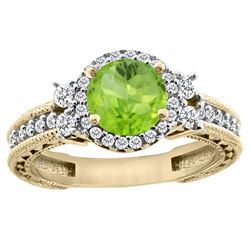 1.46 CTW Peridot & Diamond Ring 14K Yellow Gold - REF-77V8R