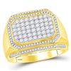 Image 1 : Mens Diamond Octagon Cluster Ring 1-3/4 Cttw 14kt Yellow Gold