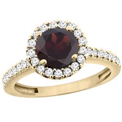 1.39 CTW Garnet & Diamond Ring 10K Yellow Gold - REF-54V5R