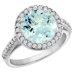 2.44 CTW Aquamarine & Diamond Ring 14K White Gold - REF-64H5M