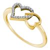 Image 1 : Diamond Double Heart Ring 1/20 Cttw 10kt Yellow Gold