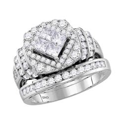 Diamond Bridal Wedding Engagement Ring Band Set 2.00 Cttw 14kt White Gold