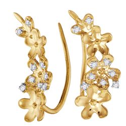 Diamond Floral Climber Earrings 1/10 Cttw 10kt Yellow Gold