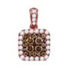 Image 1 : Round Brown Diamond Square Pendant 1.00 Cttw 14kt Rose Gold