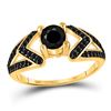 Image 1 : Round Black Color Enhanced Diamond Solitaire Bridal Wedding Engagement Ring 1.00 Cttw 10kt Yellow Go