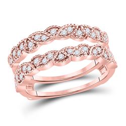 Diamond Milgrain Ring Guard Enhancer Wedding Band 1/3 Cttw 14kt Rose Gold