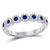 Image 1 : Round Blue Sapphire Stackable Band Ring 1/2 Cttw 10kt White Gold