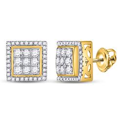 Mens Diamond Square Cluster Earrings 1.00 Cttw 10kt Yellow Gold