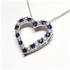Image 2 : SILVER CREATED SAPPHIRE CUBIC ZIRCONIA HEART