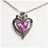 Image 1 : SILVER CREATED PINK SAPPHIRE HEART SHAPED
