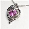 Image 2 : SILVER CREATED PINK SAPPHIRE HEART SHAPED