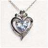 Image 1 : SILVER SIMULATED AQUAMARINE HEART SHAPED