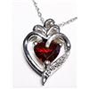 Image 1 : SILVER NATURAL GARNET HEART SHAPED PENDANT