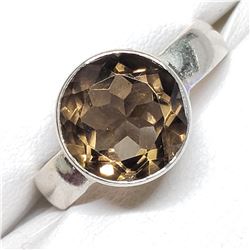 SILVER SMOKEY QUARTZ (5.1GM)  RING (~SIZE 8)