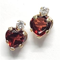 10K YELLOW GOLD GARNET  CUBIC ZIRCONIA