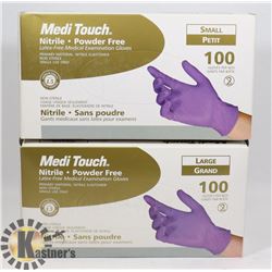 2 BOXES OF MEDITOUCH NITRILE POWDER FREE GLOVES