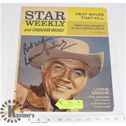 1963 AUTOGRAPHED LORNE GREEN STAR WEEKLY COVER