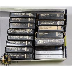 BOX OF 8 TRACKS/CASSETTES- BEATLES AND SOLO