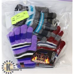 3 PACK OF KIDS HEAT WAVE GLOVES